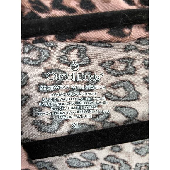 Cuddl Duds Cowl Neck Tunic Womens XL Black Brown Animal Print Stretch Comfort - Picture 4 of 5